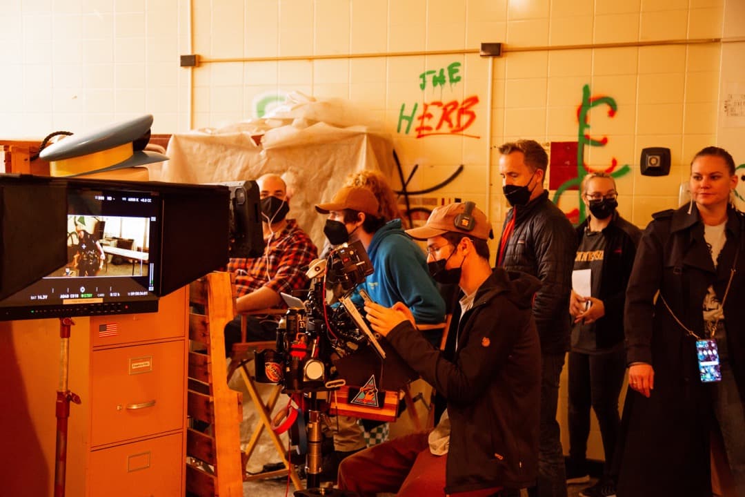 Behind the scenes photo 34 from Clone Cops production showing clone cops crew in video village